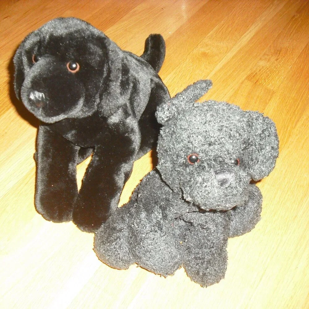 Black and gray Dogs plush set of 2 used